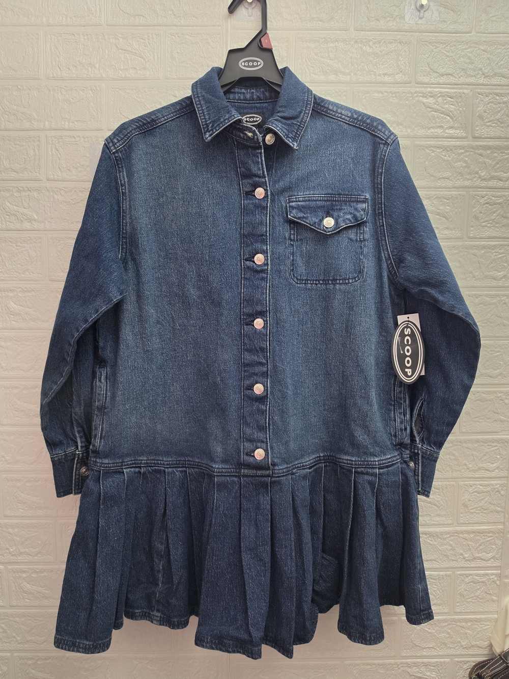 Dark Blue Denim Mini Shirt Dress NWT - Picture 6 of 12